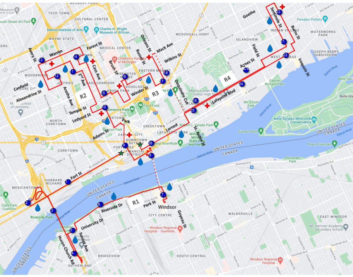 FullMarathonRoute_w_Mile Detroit Free Press Marathon